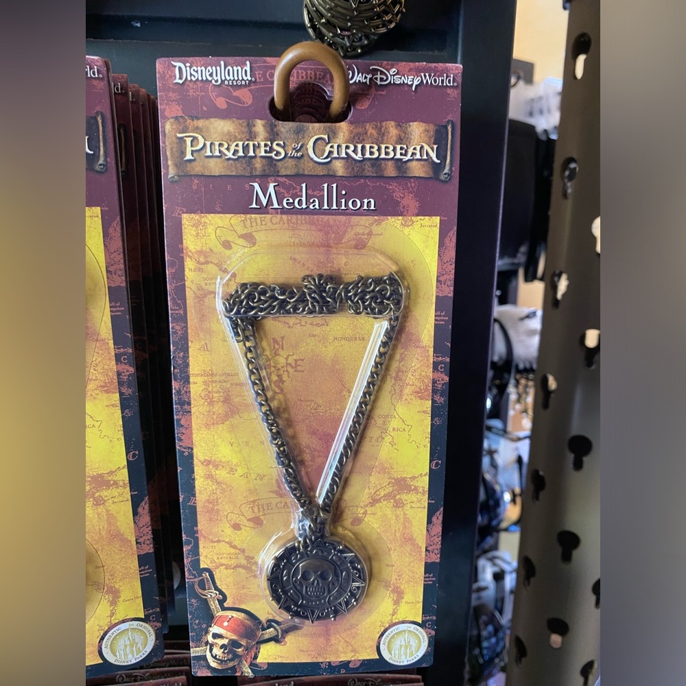 2024 Disney Parks Pirates of the Caribbean Bronze Medallion Necklace Cosplay NWT